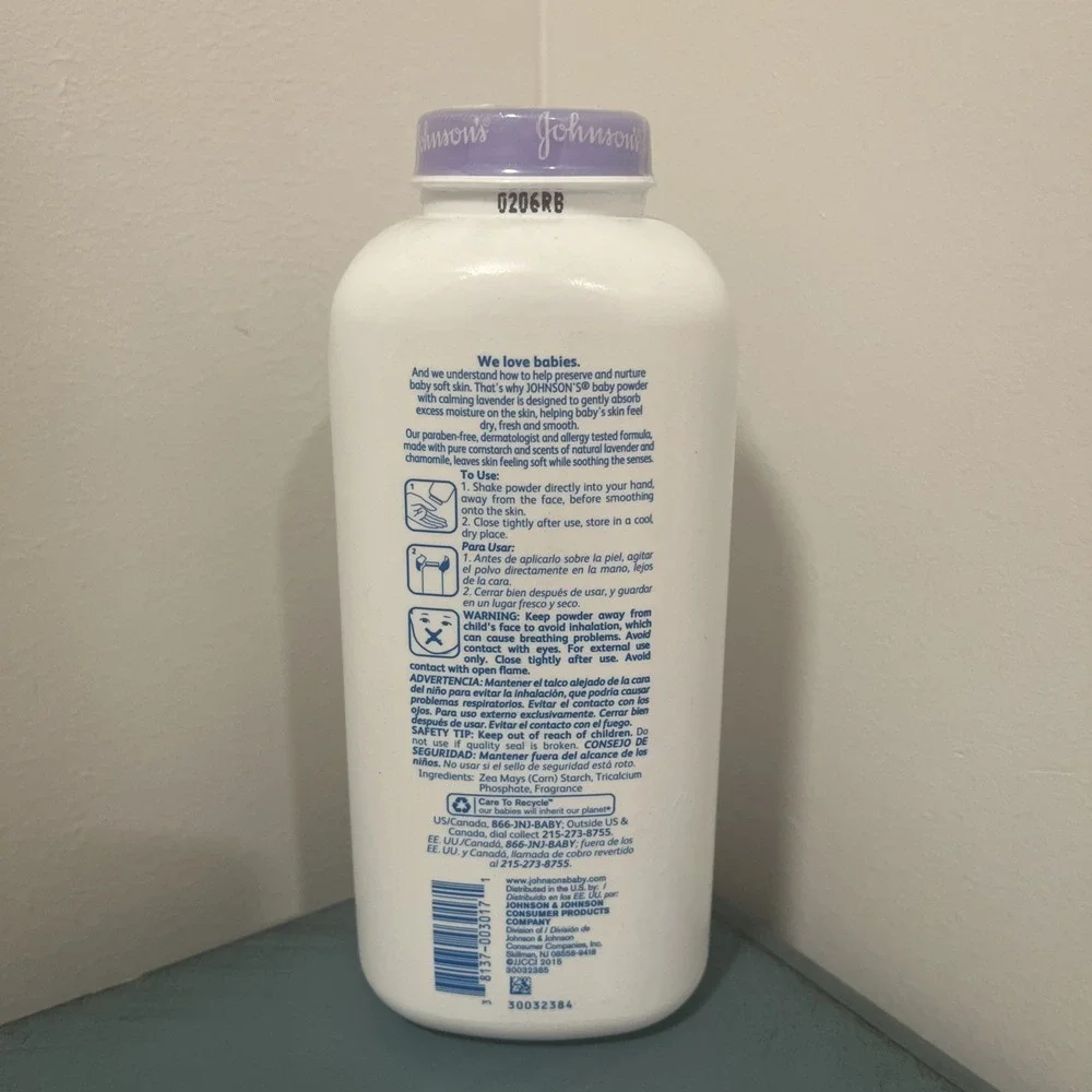 Johnson's Powder 15 Oz Bottle Lavender Cornstarch New Sealed Discontinued